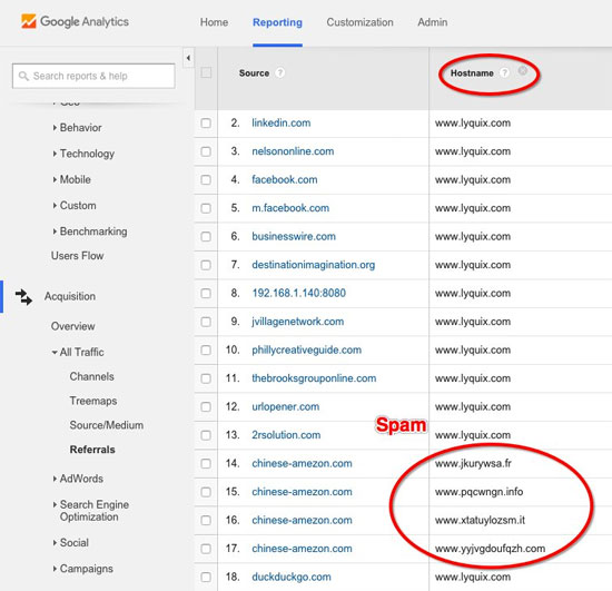 Use Hostname as a secondary dimension in Google Analytics to identify ghost spam