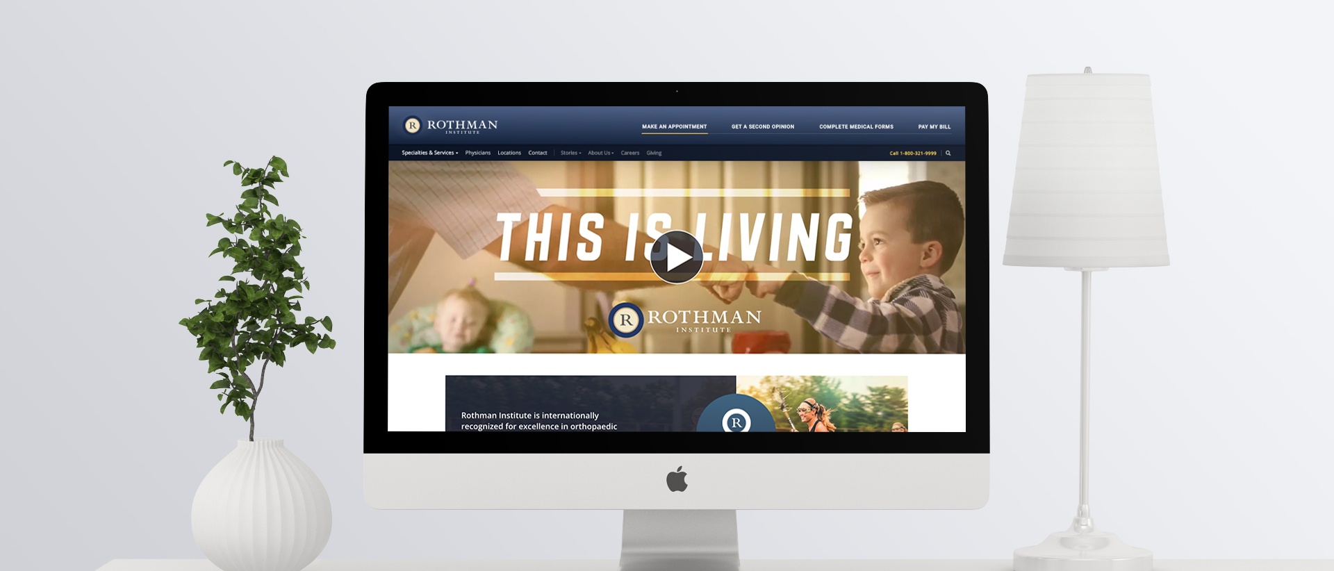 Rothman Institute Website Design on Monitor